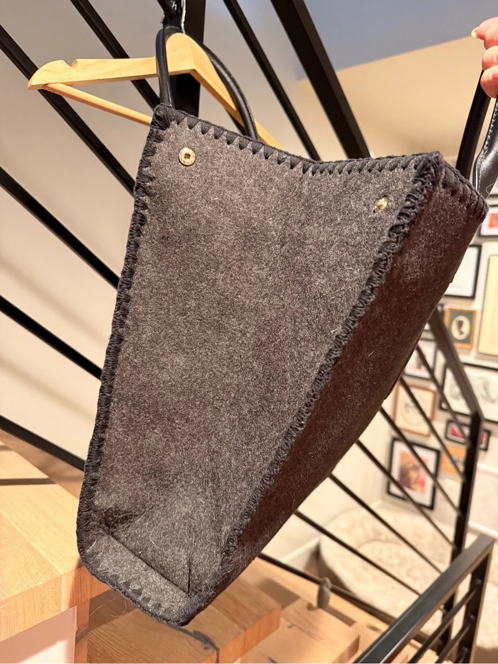 Tory Burch | Ella Stitched Tote Charcoal Grey Felt